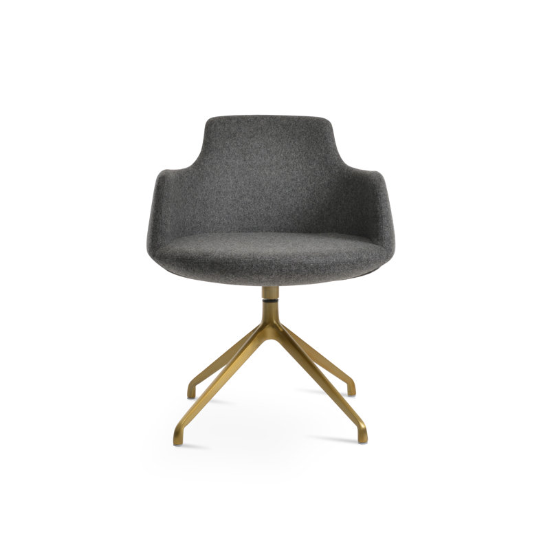 Dervish Spider Swivel Arm Chair, Brass, Dark Gray