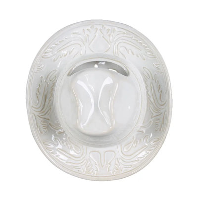 8.85" Ivory Ceramic Cowgirl Hat Vase