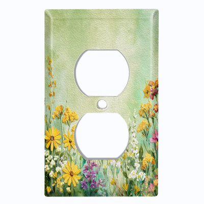 Couvercle de plaque d'interrupteur en métal; Bascule à 2 bandes US standard - fleurs rustiques