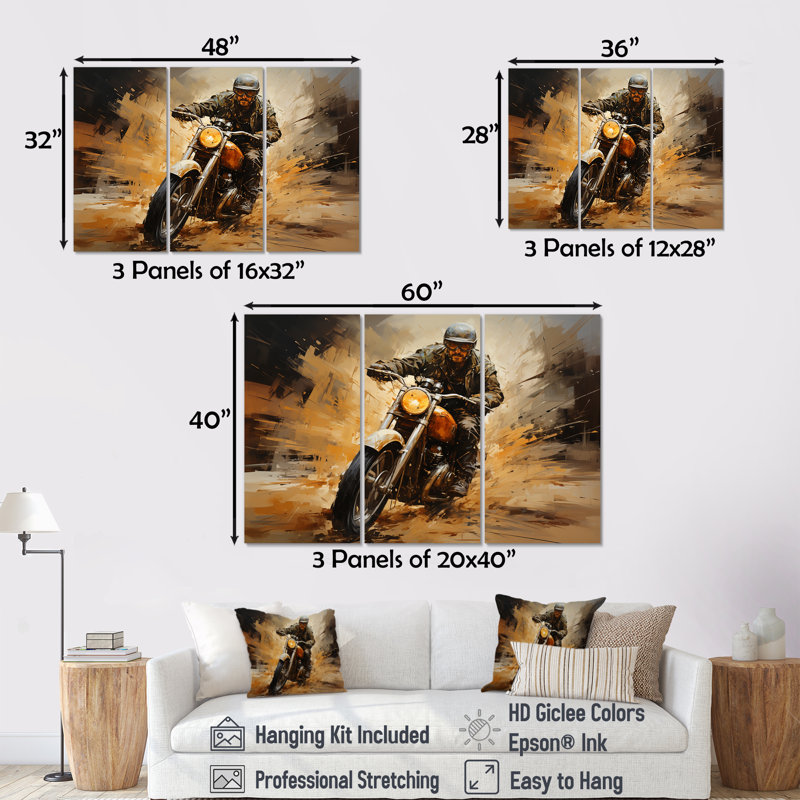 Speedy Motor moto Blur - Ensemble d'art mural moto, H 28 po x l 36 po x P 1 po