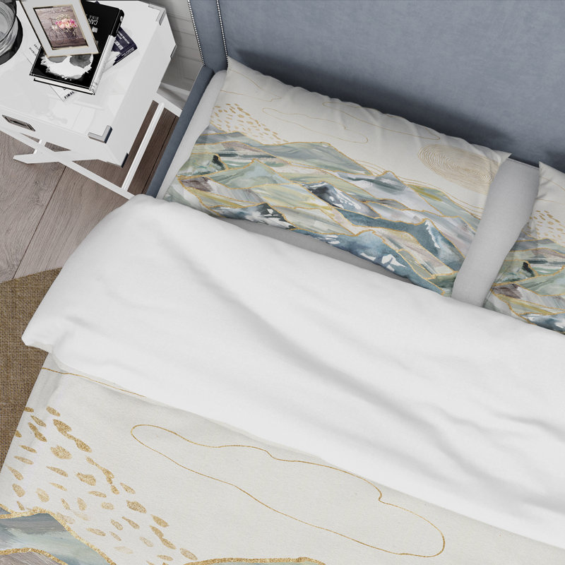 Ensemble de housse de couette moderne en polyester microfibre Minimalistic Gouache Landscape I