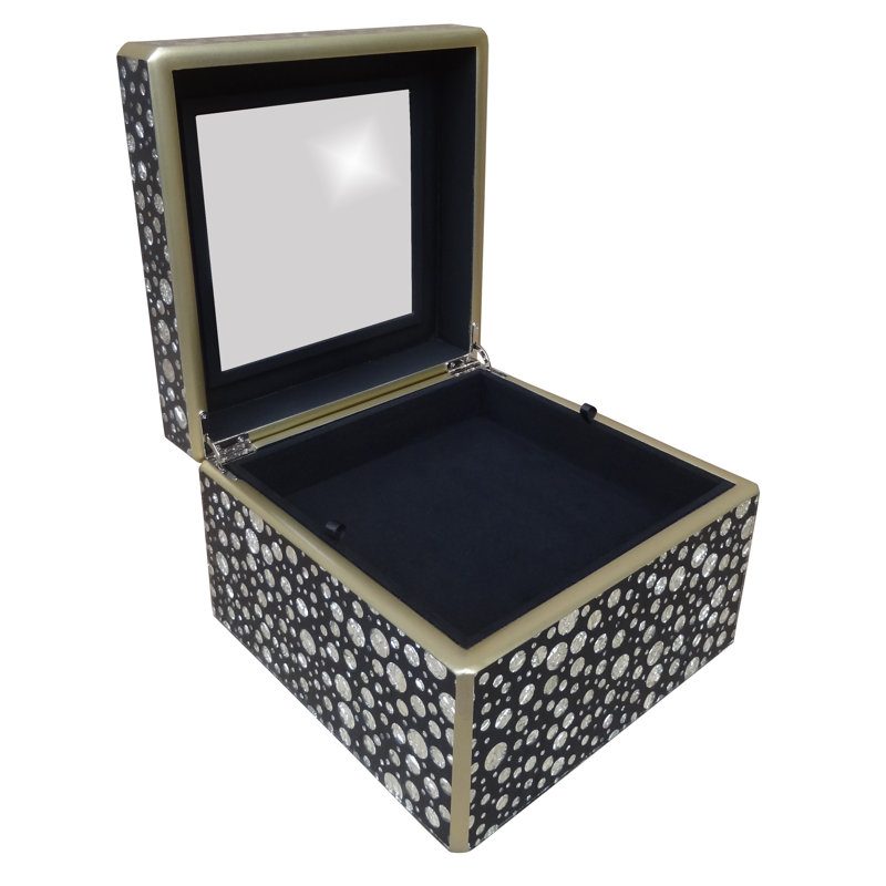 Reverse Painted Mirror Accessory Box, Blue/Silver