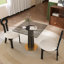 Table ronde moderne avec plateau en verre trempé de 85 cm et pieds en bois avec base en métal-1573439167