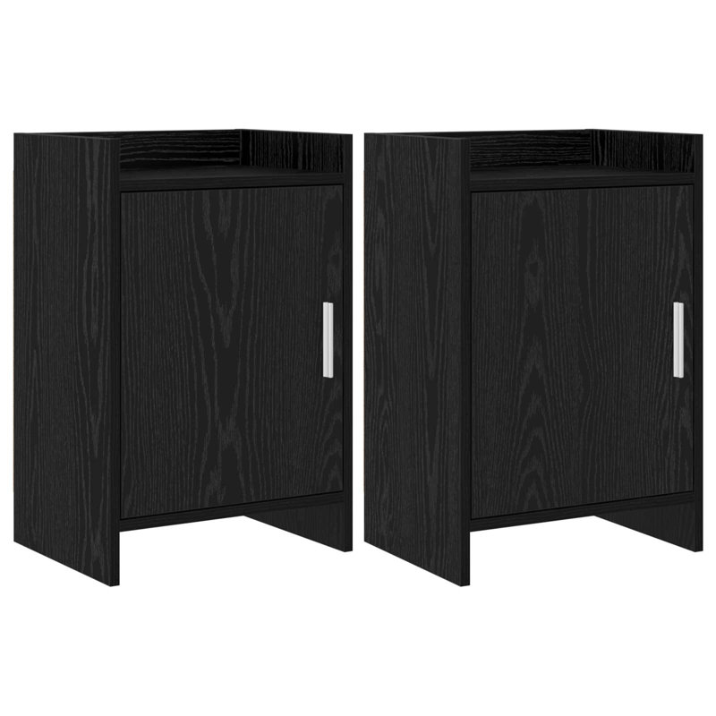 40cm W Composite Bedside Table, Black Oak