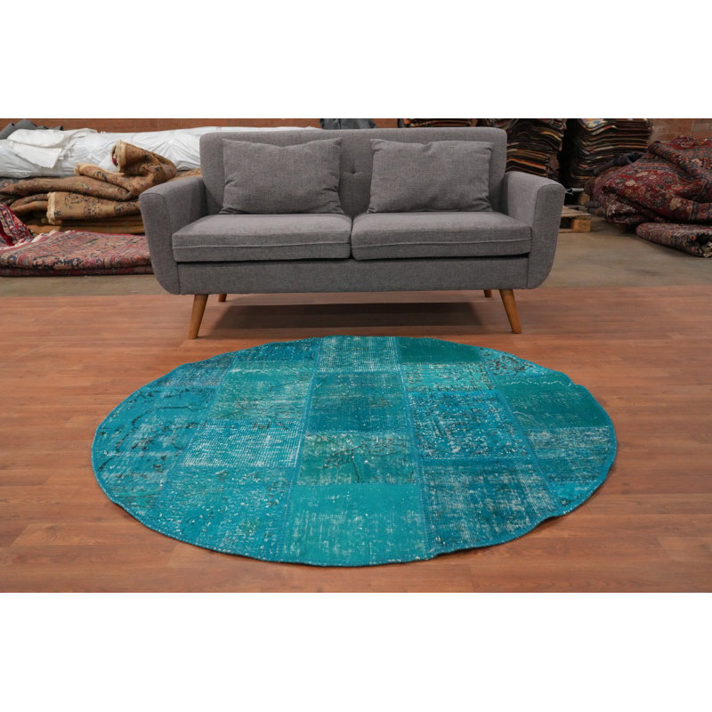 Tapis rond patiné moderne patiné 5 x 5