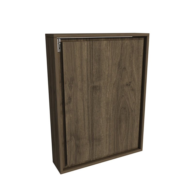 Computer Desk with Shelves Wall Mountable Lindzy, Walnut
