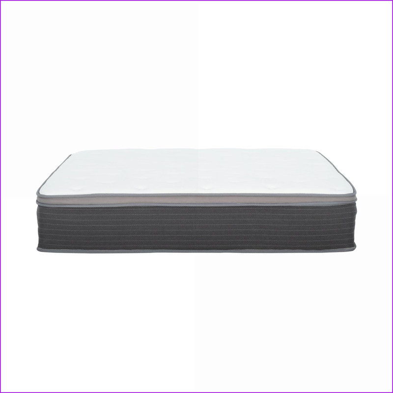 Mattresses | 12 in. Queen Pocket Spring Hybrid Mattress | Plush Gel Memory Foam | Snow White &amp; Light Gray | Grey+White | Polyester