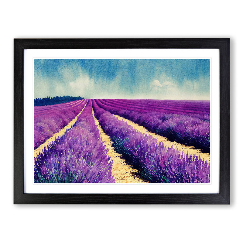 Lavender Field Vol.1 - Single Picture Frame Painting, 46cm H x 64cm W x 2cm D, Black