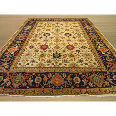 Handcrafted Van Ivory Hand Knotted Wool Traditional Oriental Area Rug