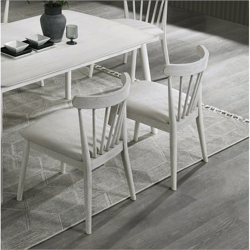2-Piece Rustic Dining Side Chair Set, Solid Wood Frame, Farmhouse Design, Easy Assembly, White