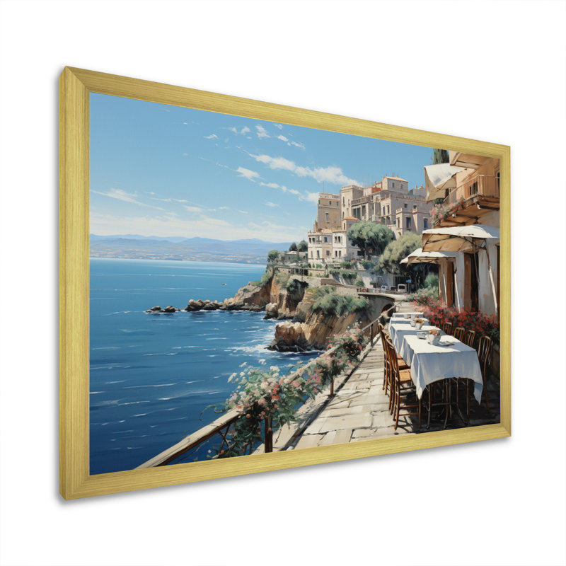 Italie, Amalfi Coast Romance - Italie, art mural, H 12 po x l 20 po x P 1 po, Cadre doré simple