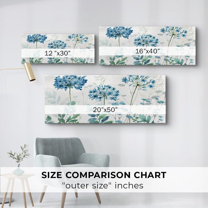 Agapanthe bleue - Toile tendue avec châssis - Prêt à accrocher, H 20 po x l 50 po