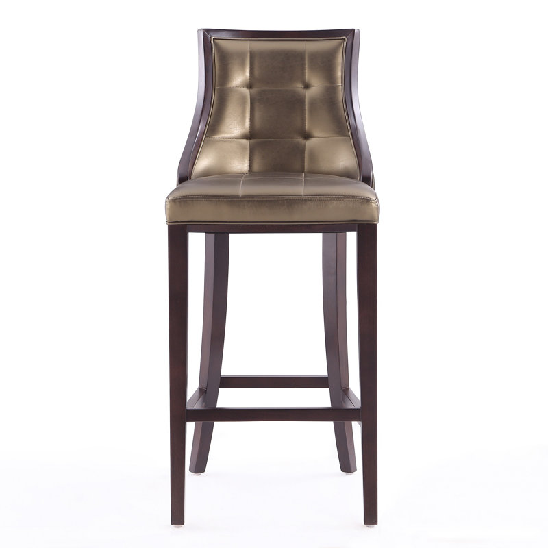 Verduzco Upholstered Counter Stool with Solid Wood Frame, Bronze, Bar Stool (31.5" Seat Height), 1