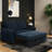 Navy Futon Couch With 2 Storage Pockets, Adjustable And Smooth Surface Comfortable Seating & Practical Compartment