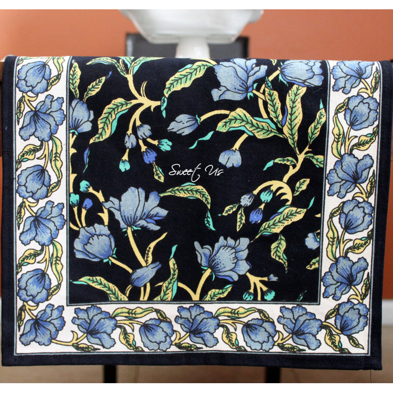 Chemin de table en coton The Affluent, Noir puissance
