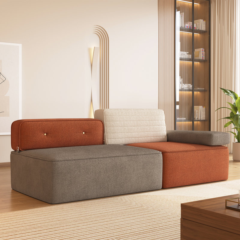 Canapé modulaire 79,9 "à blocs de couleur, tissu de flanelle, amovible et lavable