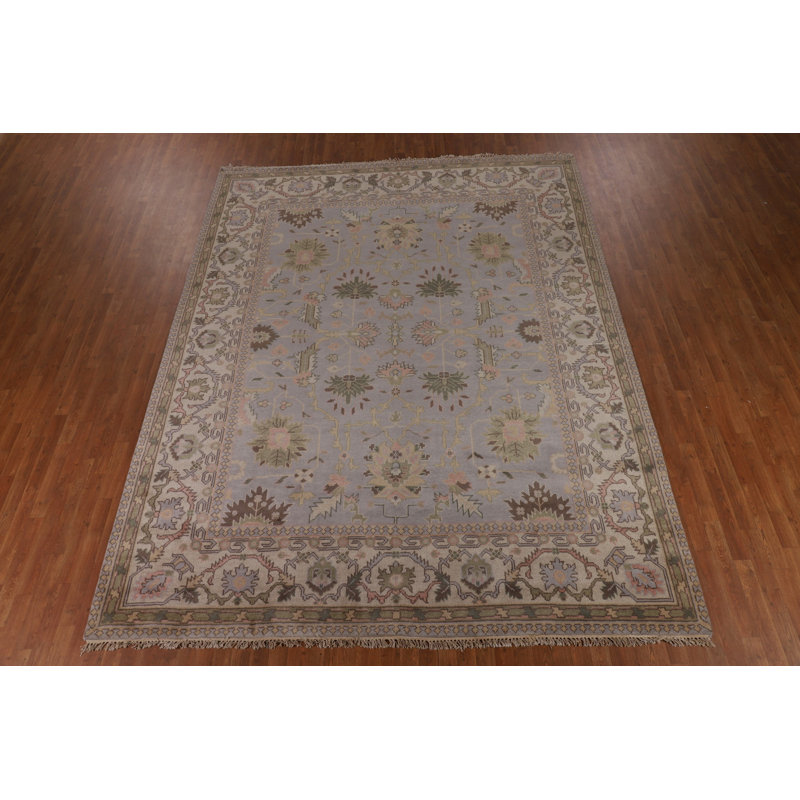 Tapis indien All-Over Oushak gris et ivoire 9 x 12