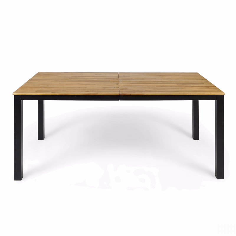 Table de salle à manger rectangulaire d'extérieur, table de patio en bois d'acacia de L 71 po
