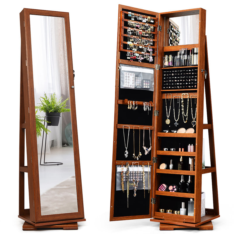 Darvone Freestanding Jewelry Armoire, Brown