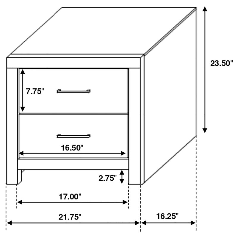 Brantford 2-Drawer Nightstand Coastal White, Brown