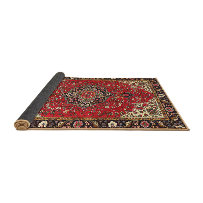 Tapis oriental rouge / beige / noir, Rond 7 pi