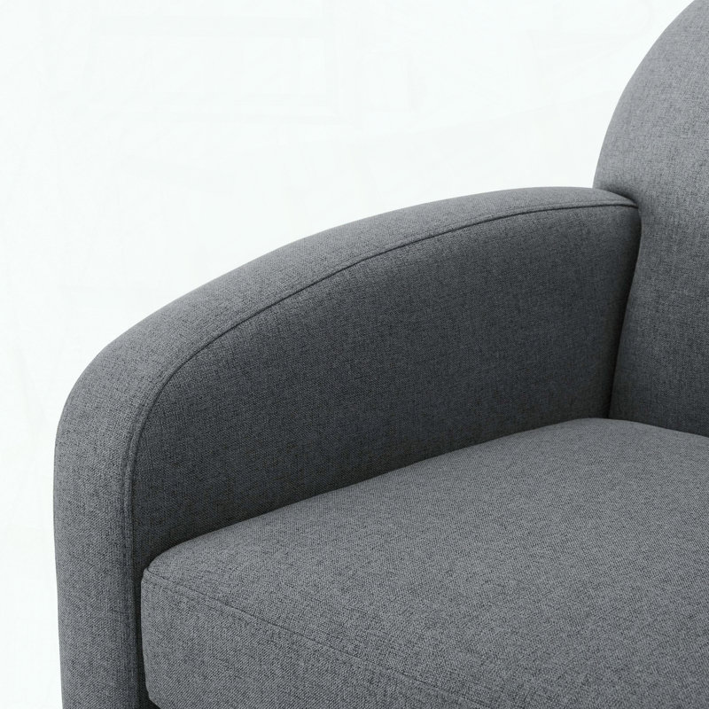 Fauteuil demi-tonneau moderne, tissu semblable au chanvre et ressorts hélicoïdaux