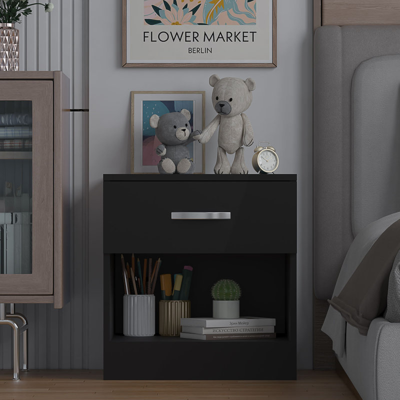 Marlesha 45cm W Bedside Table, Black
