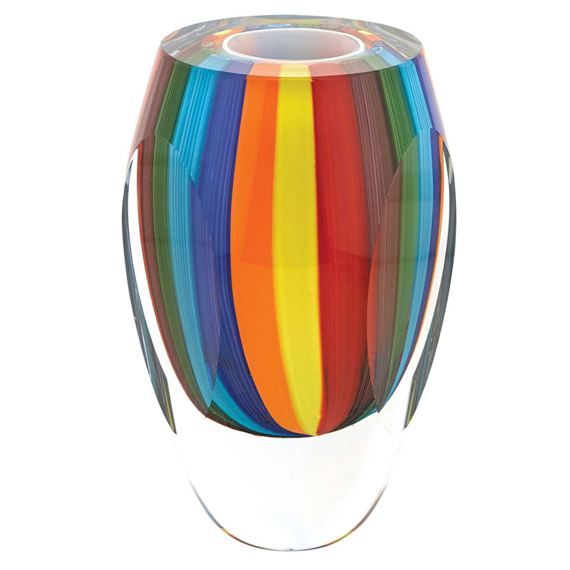 Vase de table en verre à l’intérieur/extérieur 6 po multicolore Nazifa