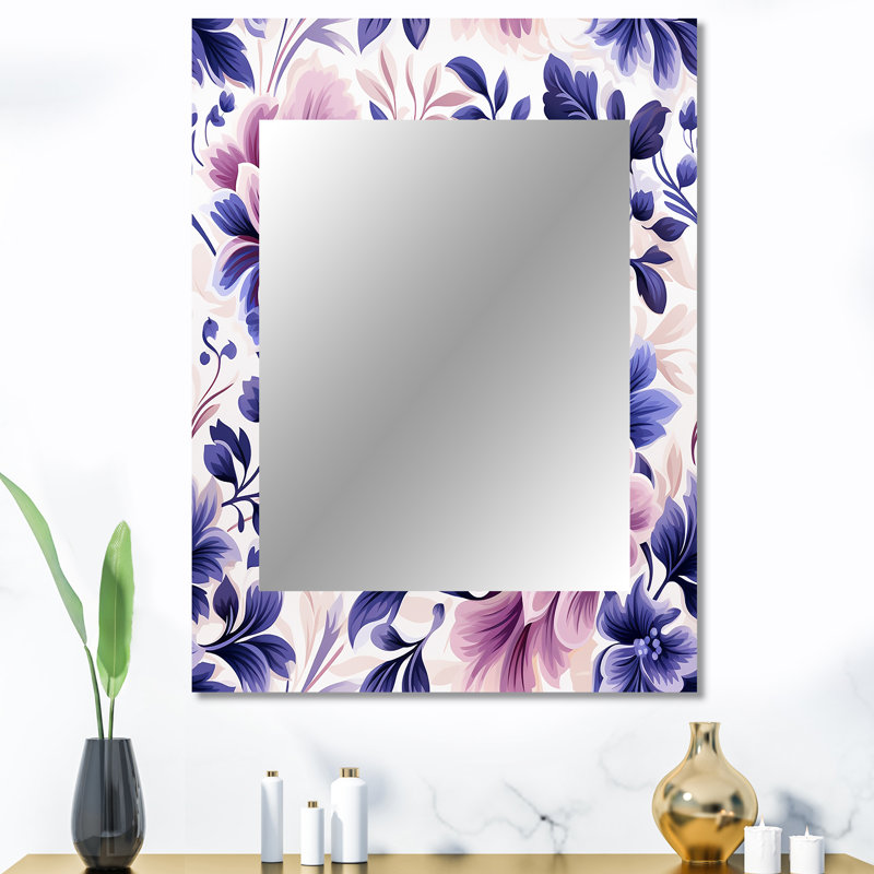 Moroccan Damask Poppies Intrigue - miroir mural damassé, miroir décoratif bohème, impression d'art en métal, 40 po x 30 po