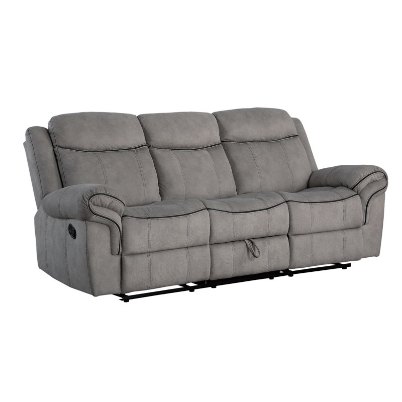 87'' Velvet Reclining Sofa, Gray