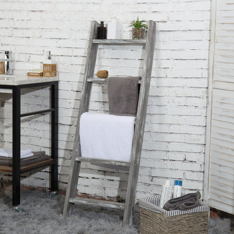 Wall-Leaning 4.5' Blanket Ladder, Grey