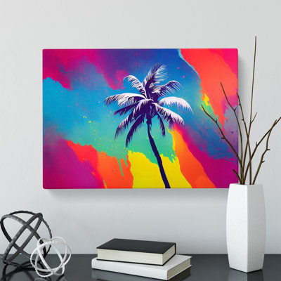 Colourful Palm Tree - Wrapped Canvas