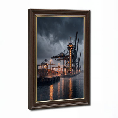 «Port Cranes Reflecting on Dark Water», art mural
