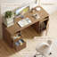 150cm Fluted Computer Desk With File Cabinet And Storage Drawers, Multifunctional Home Office Desk-2072310279