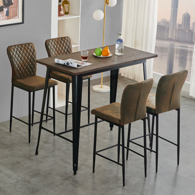 Vintage Upholstered Armless Bar Stool