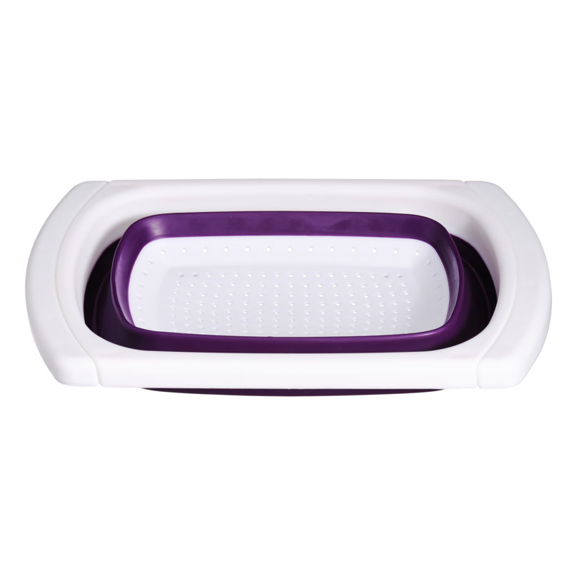 Over Sink Collapsible Colander, Purple/White