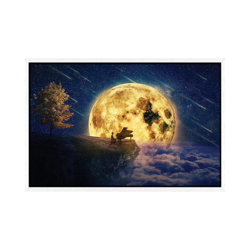 Midnight Piano Lullaby - Print on Canvas, White Framed, 66.04 cm H x 45.72 cm W