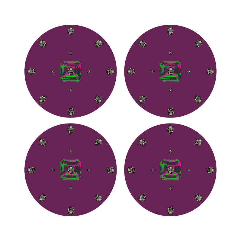Sous-verres ronds en cuir Asscher, Pluie mauve