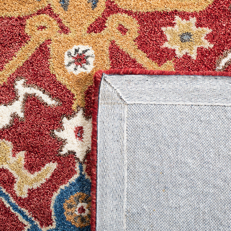Tapis rouge / jaune en laine touffeté à la main Goddard, Rectangle 6 pi x 9 pi