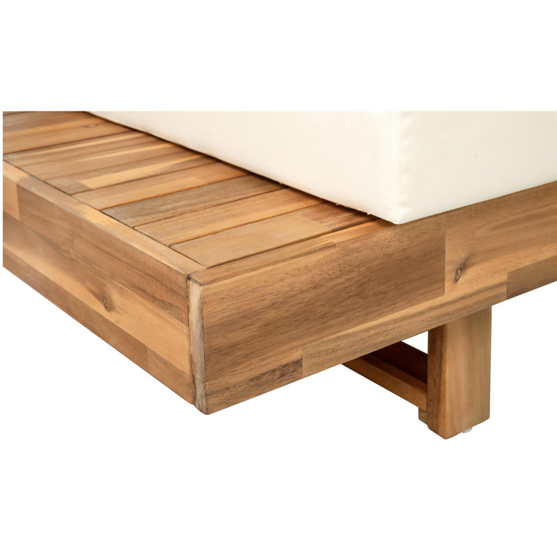 Ensemble de canapé modulaire d'extérieur en bois d'acacia 4 pièces pour patio (ancien sku N757S441724D)