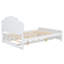 Lit plateforme en bois blanc avec tête de lit et lit gigogne simple-952424336