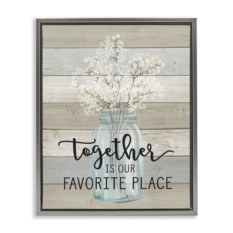 "Together Favorite Place with Florals", art mural encadré sur toile flottante par lettré et doublé fwp-156, H 31 po x l 25 po