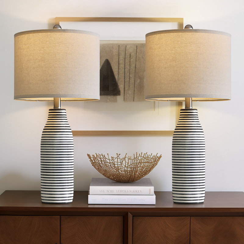 25" Ceramic Modern Table Lamp,suitable For Living Room,bedside Table,office,and Home Reading.