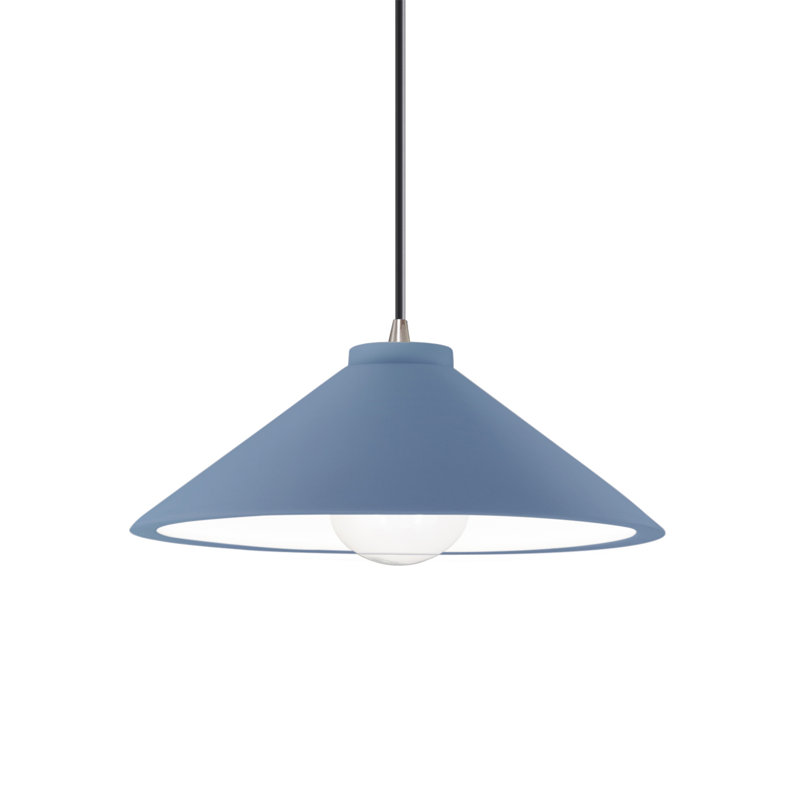 Luminaire suspendu à 1 lumière de la collection Breeona Radiance, Nickel brossé, Bleu ciel