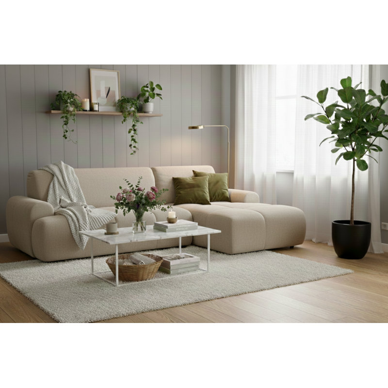 Bobby Corner Sofa 2,5 seater with sleeping function, Right Hand Facing, Beige