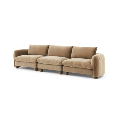The Almond Wind Bayshore 3 Seater Sofa | Boucle Upholstery in Rust & Fawn Green and Brown, and Vegan Colour | Luxury & Versatile Seating | Easy-Clean Fabric | Perfect for Family & Guests.