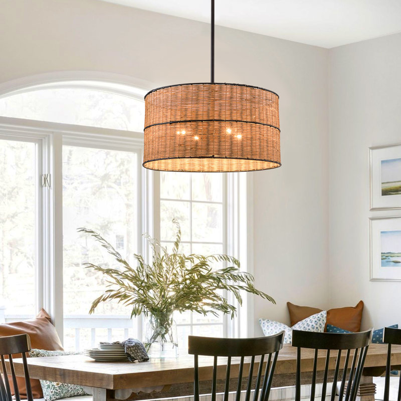 Lustre tambour en rotin 4 lumières Caong