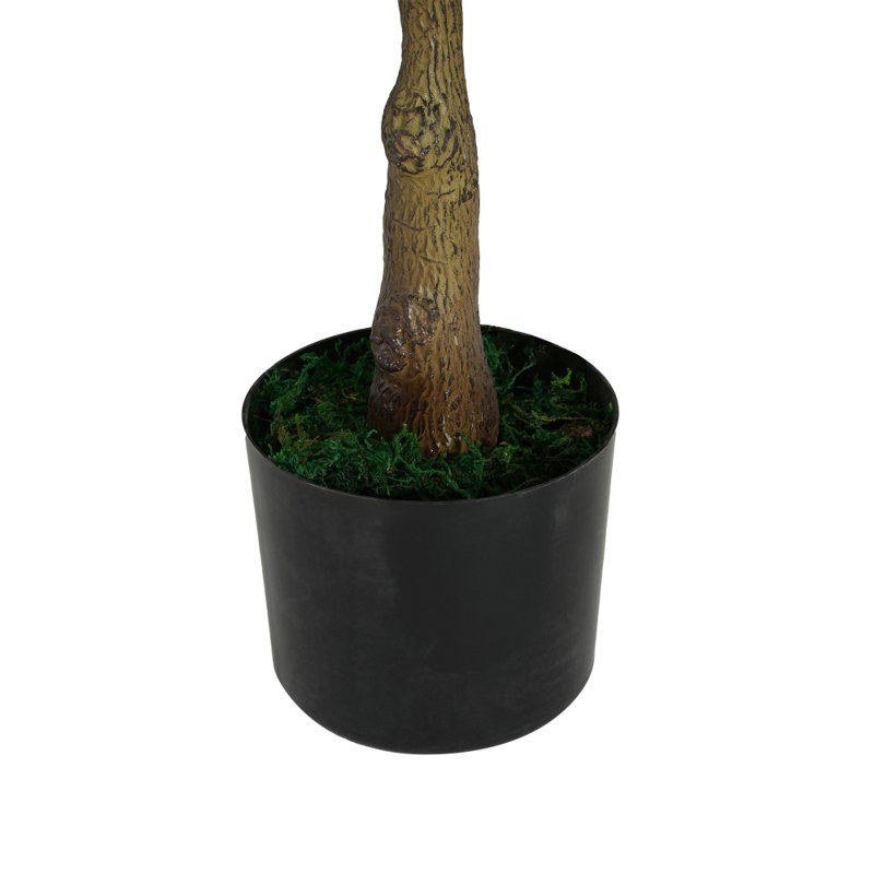 51" Artificial Ficus Tree With Black Plastic Pot Artificial Tree