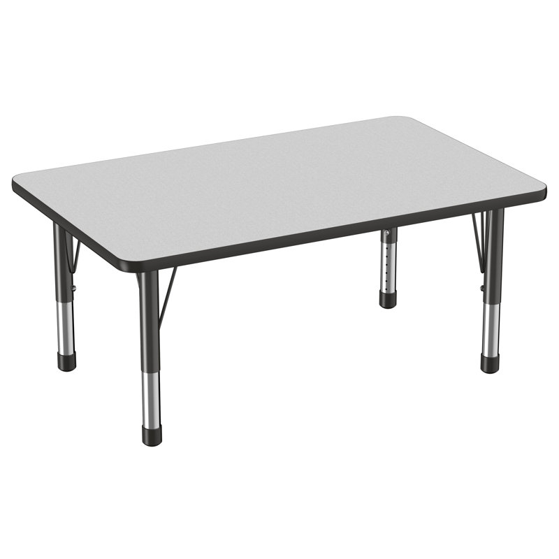 Rectangle T-Mould Adjustable Height Activity Table, Grey/Black, Chunky, 24" x 48"