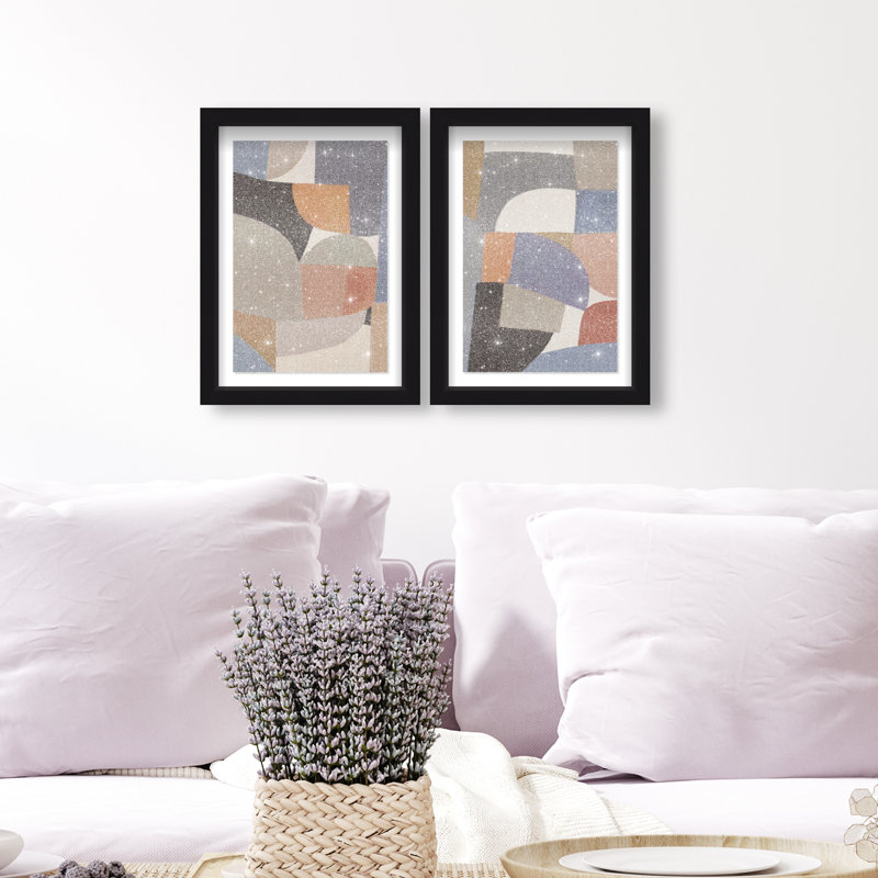 Muted Prelude Set Shadowbox Abstract Print by Oliver Gal, Black Frame, 10 x 15, 63"H x 43"W, Black Shadowbox